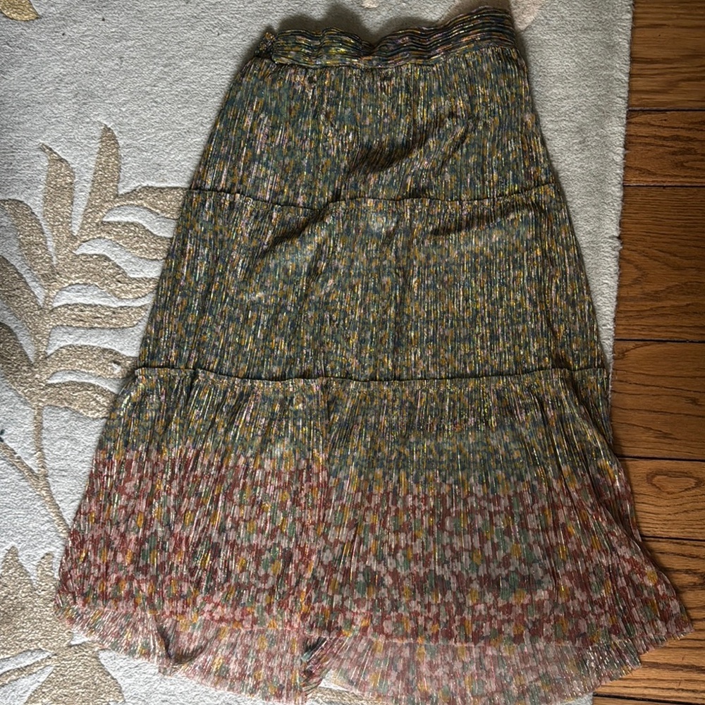ba&sh Green Maxi Smocked Tiered Skirt